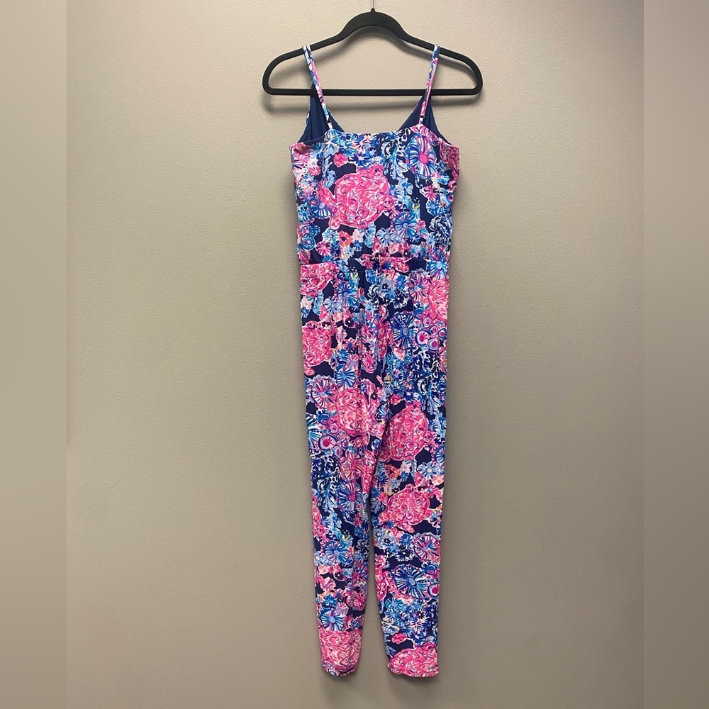 Lilly Pulitzer Dante Jumpsuit Stretchy High Tide Navy Turtle Amazement Size  S - Picture 9 of 16